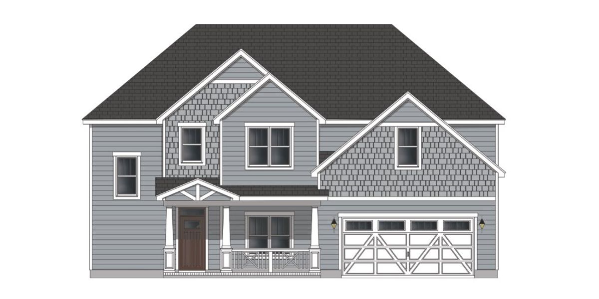 Front exterior of a new home in The Preserve at Langston, Winterville, NC, highlighting curb appeal (Image 1).