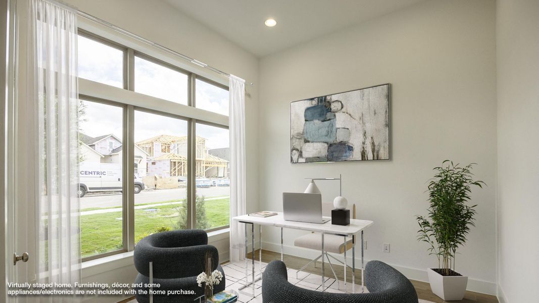 Office featuring plenty of natural light, recessed lighting, baseboards, and wood finished floors Office featuring plenty of natural light, recessed lighting, baseboards, and wood finished floors