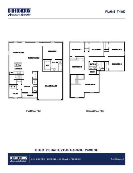 2D floor plan layout for the Plan by D.R. Horton in Sunterra, Katy, TX (Image 3).