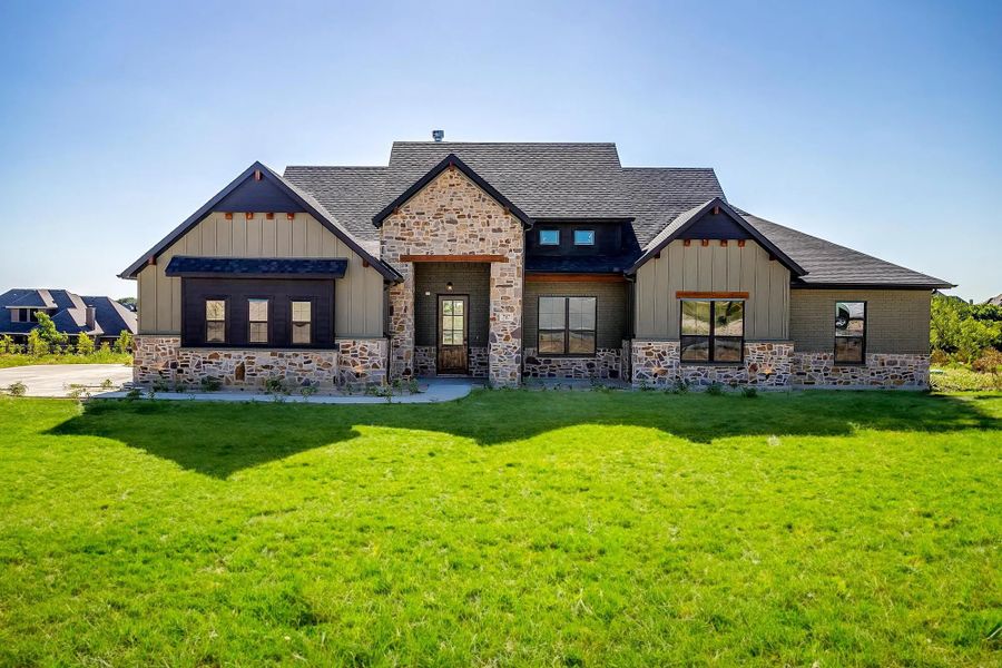 Representative exterior photo of a completed home built from the The Luke by Elmwood Custom Homes in Matthews Farm, Venus, TX (Image 4). Representative exterior photo of a completed home built from the The Luke by Elmwood Custom Homes in Matthews Farm, Venus, TX (Image 4).