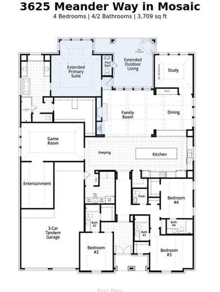 2D floor plan layout of this home in Mosaic, Celina, TX (Image 3).