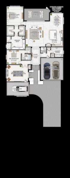 2D floor plan layout for the Elena II by GL Homes in Valencia Vista at Riverland, Port St. Lucie, FL (Image 4).