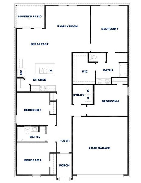 2D floor plan layout of this home in Grand Pines, Magnolia, TX (Image 4).