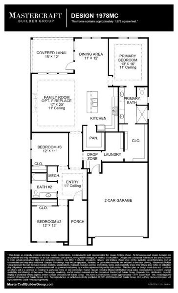 2D floor plan layout for the 1978MC by MasterCraft Builder Group in Madeira, St. Augustine, FL (Image 3).