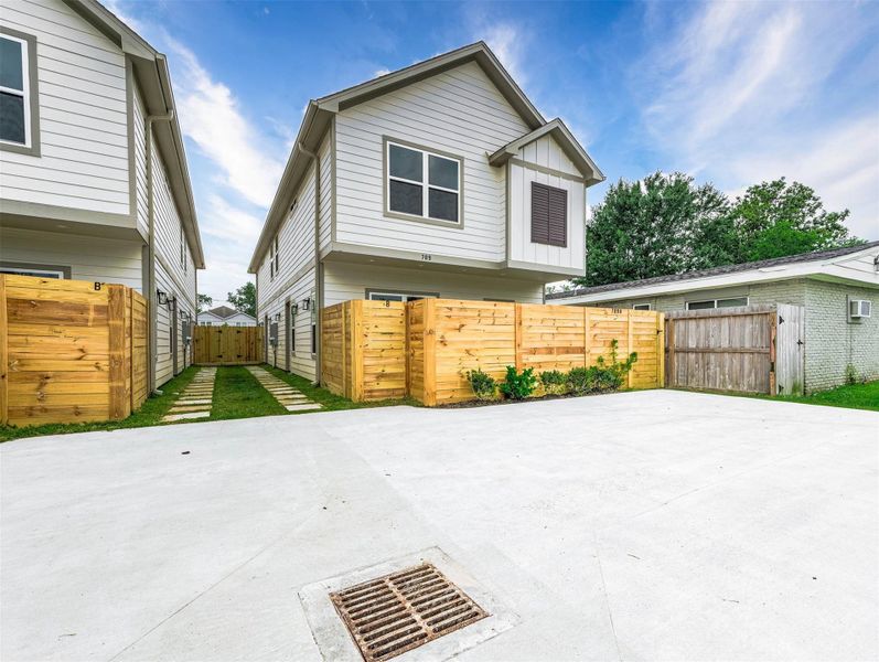 Exterior path to side entrances