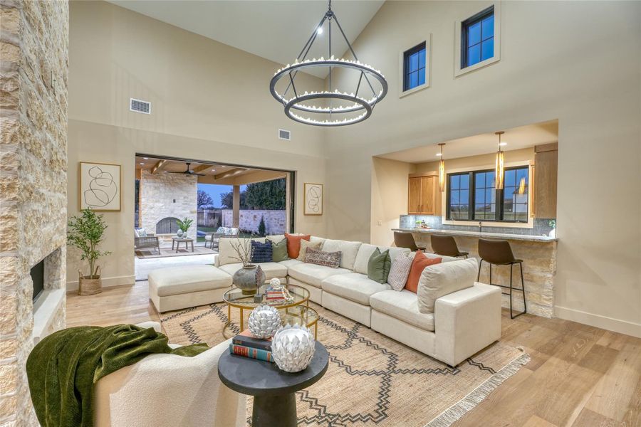 Large sliders from family room open to back patio area.