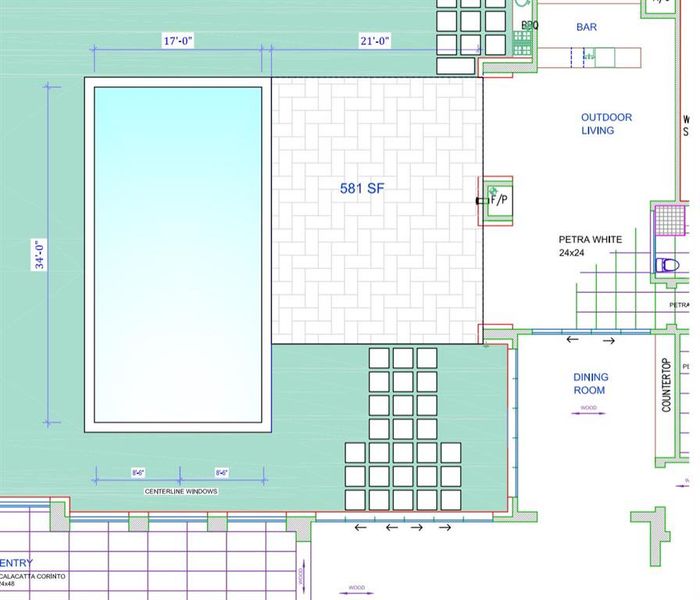Pool Area alternative with walkway to patio area. Pool Area alternative with walkway to patio area.