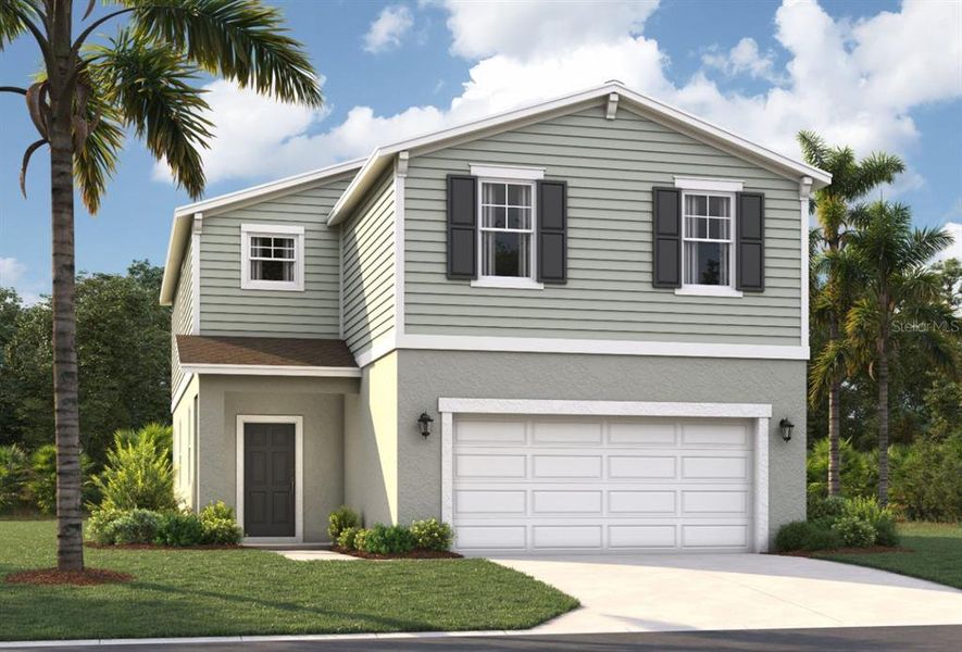 Front exterior of a new home in Watermark, Cocoa, FL, highlighting curb appeal (Image 1).
