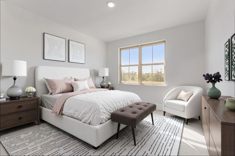 Representative furnished interior of a home built from the Electra by Pulte Homes in 6 Creeks, Kyle (Image 9).