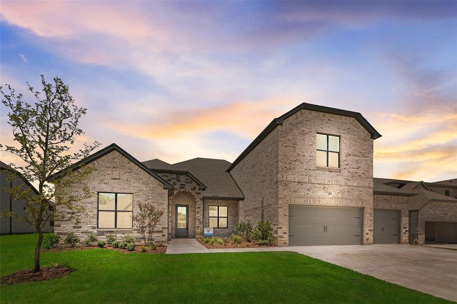 Front exterior of a new home in Lincoln Pointe, Van Alstyne, TX, highlighting curb appeal (Image 23). Front exterior of a new home in Lincoln Pointe, Van Alstyne, TX, highlighting curb appeal (Image 23).