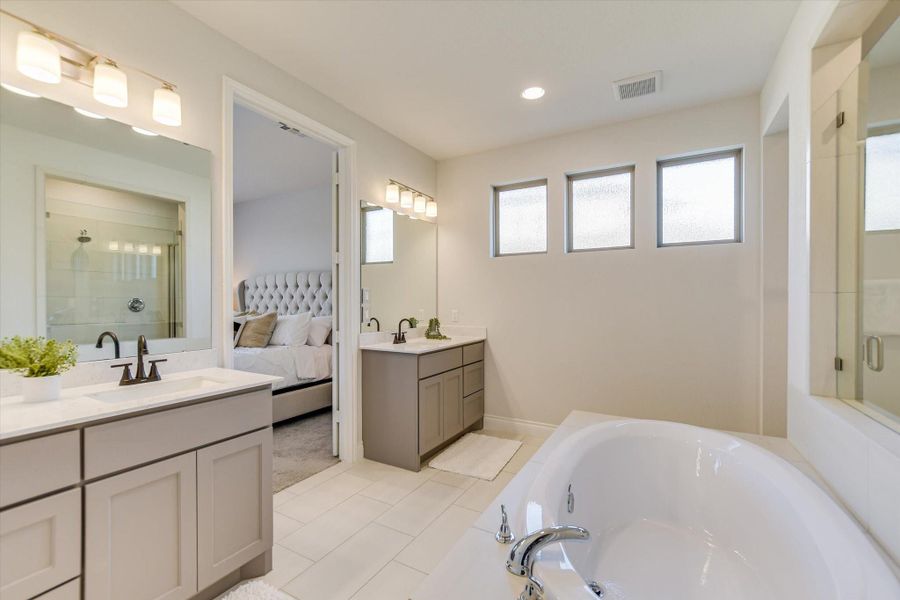 Relax in the large soaking tub