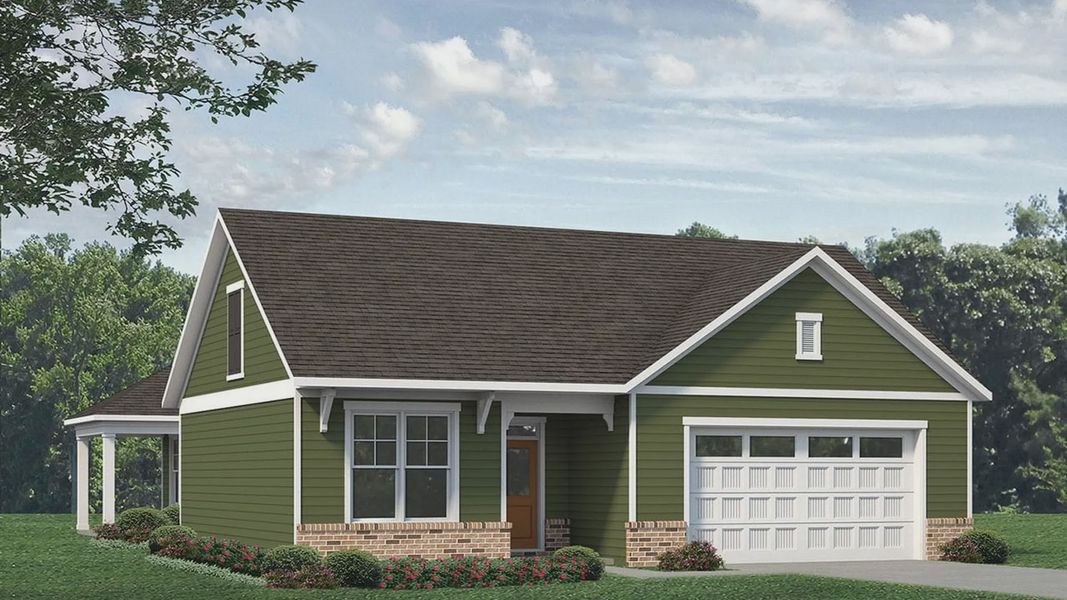 Representative exterior photo of a completed home built from the Promenade Classic by Epcon Communities in The Cottages at 78 North, Sanford, NC (Image 1). Representative exterior photo of a completed home built from the Promenade Classic by Epcon Communities in The Cottages at 78 North, Sanford, NC (Image 1).