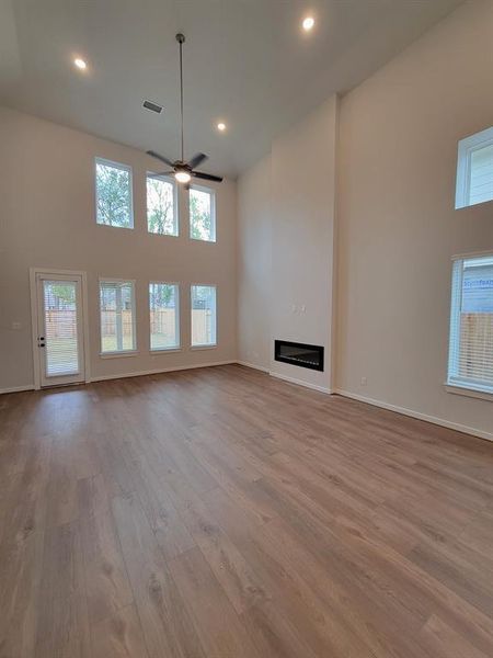 Larger Family room and fireplace.