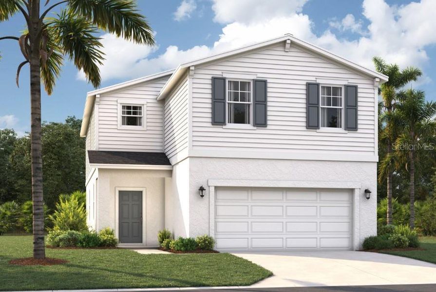 Front exterior of a new home in Country Club Estates, Palm Bay, FL, highlighting curb appeal (Image 1). Front exterior of a new home in Country Club Estates, Palm Bay, FL, highlighting curb appeal (Image 1).