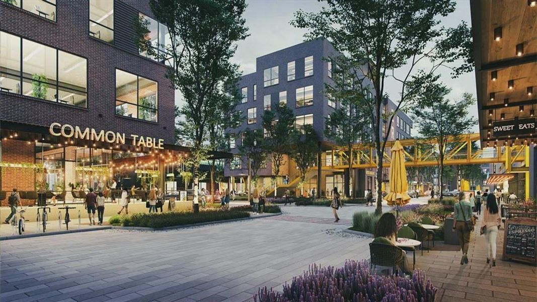 Rendering of the new East River mixed-use featuring restaurants, wine bar, ice cream shop, retail and more!Discovery Green Park straight up Polk along with tons of restaurants along the way!