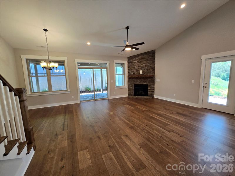 Great Room and Dining Room to Sliders to Covered Rear Patio with Pavers Great Room and Dining Room to Sliders to Covered Rear Patio with Pavers