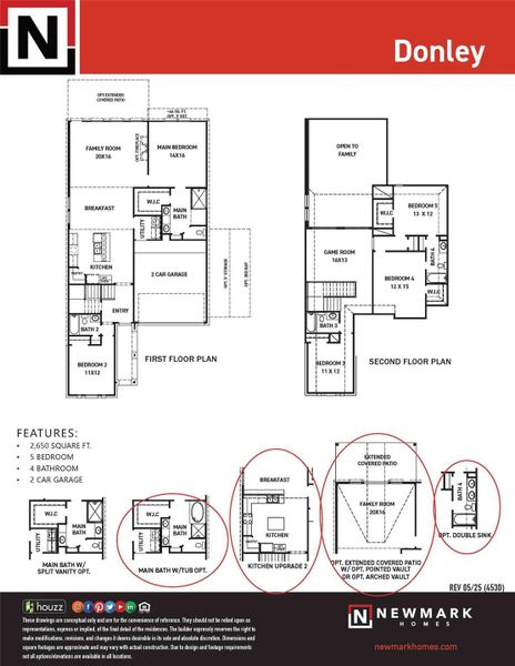 2D floor plan layout of this home in Bridgeland 45', 50', 70', Cypress, TX (Image 3).