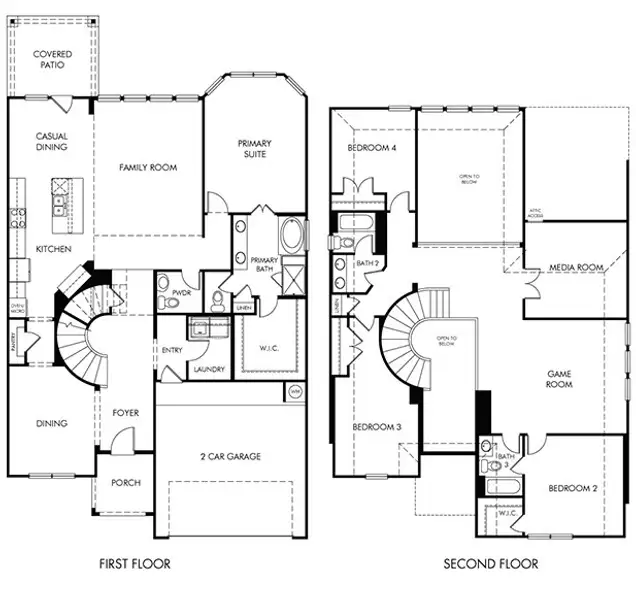 2D floor plan layout of this home in Riviera Pines - Classic Series, Huffman, TX (Image 2). 2D floor plan layout of this home in Riviera Pines - Classic Series, Huffman, TX (Image 2).