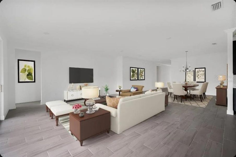 Furnished interior view inside a new home in Harvest at Ovation, Winter Garden (Image 6). Furnished interior view inside a new home in Harvest at Ovation, Winter Garden (Image 6).