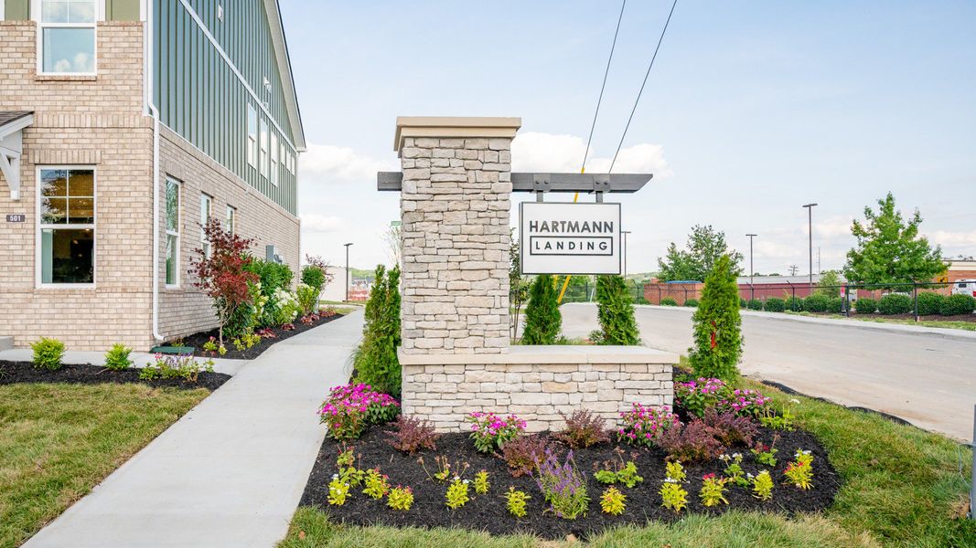 Entrance to community with monument