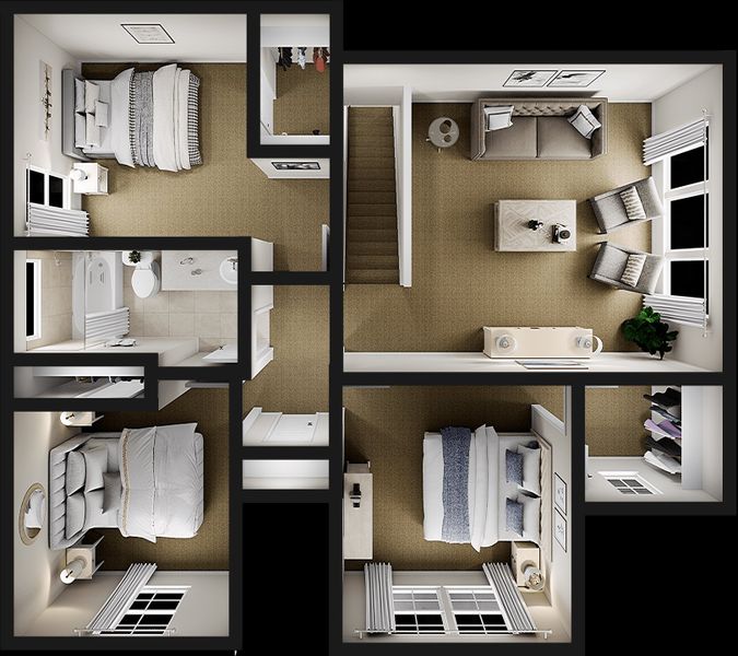 2D floor plan layout for the Daisy by Tri Pointe Homes in Mason Woods, Cypress, TX (Image 3).
