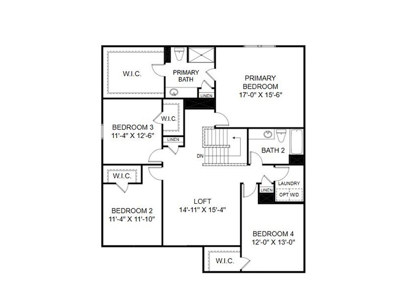 2D floor plan layout for the Curie by HHHunt Homes LLC in Oak Meadow, Angier, NC (Image 17).