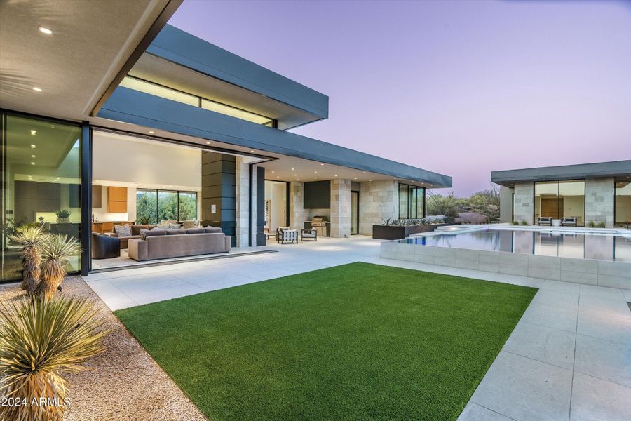 Patio and Pool at Sunset