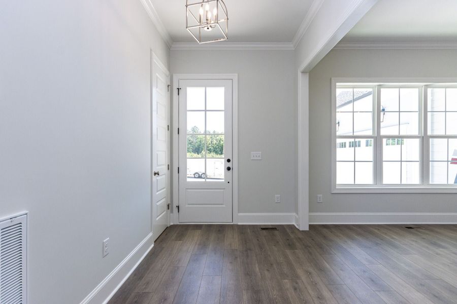 Representative unfurnished interior of a home built from the Ellerbee Cape Cod by Homes by Dickerson in The View, Durham (Image 6). Representative unfurnished interior of a home built from the Ellerbee Cape Cod by Homes by Dickerson in The View, Durham (Image 6).