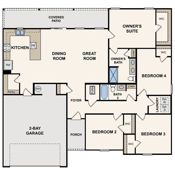 2D floor plan layout for the Augusta by Century Complete in Concord Place, Pickens, SC (Image 3).