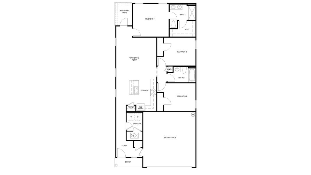 2D floor plan layout for the Downing by D.R. Horton in Copes Landing, Jacksonville, FL (Image 5).