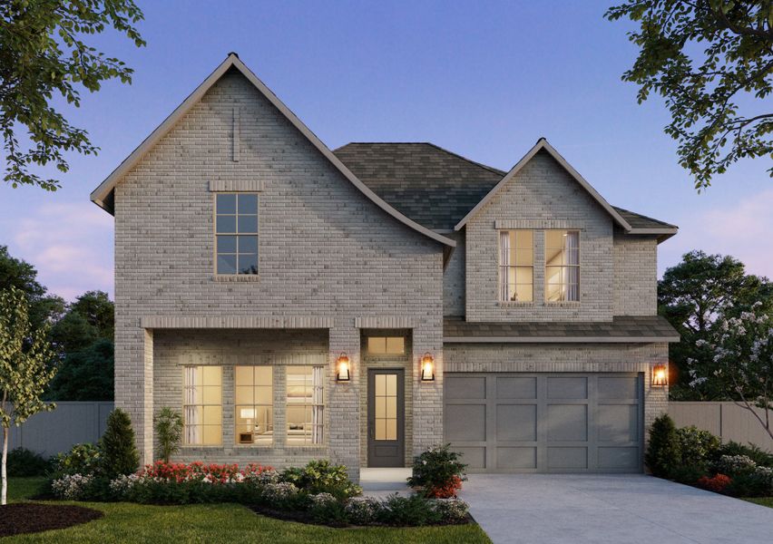 Representative exterior photo of a completed home built from the Geneva IV by Southgate Homes in Painted Tree 50' Series, McKinney, TX (Image 1). Representative exterior photo of a completed home built from the Geneva IV by Southgate Homes in Painted Tree 50' Series, McKinney, TX (Image 1).