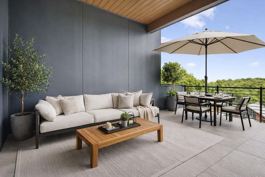 Exterior details and patio area of a home in Arlo Modern, Atlanta (Image 3).