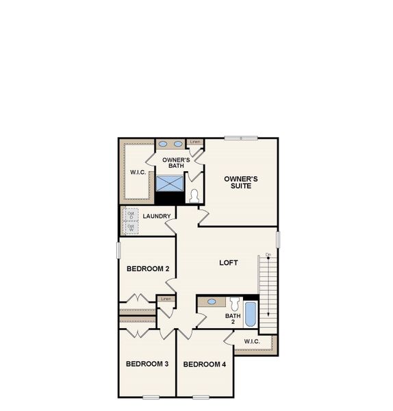2D floor plan layout of this home in Blue Sky Meadows, Monroe, NC (Image 3).