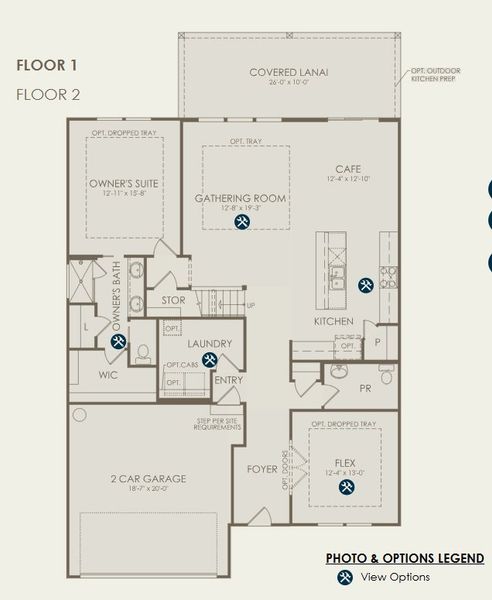 2D floor plan layout for the Whitestone by Pulte Homes in Westerly Park at Wildlight, Wildlight, FL (Image 4).