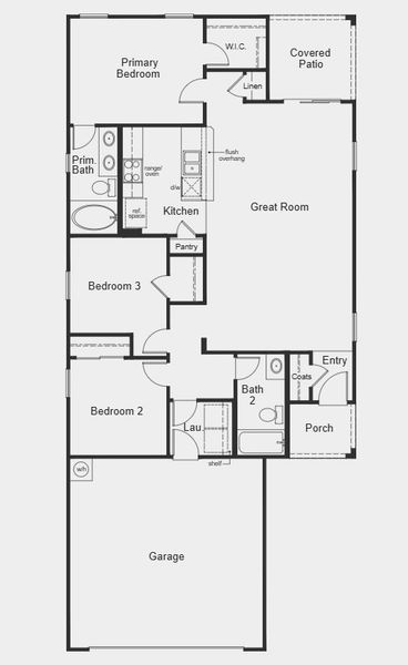 2D floor plan layout for the Plan 1262 by KB Home in Skyline Village Prelude, San Tan Valley, AZ (Image 3).