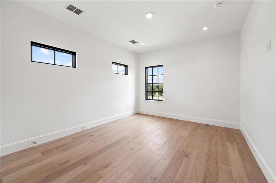 One of two upstairs bedrooms