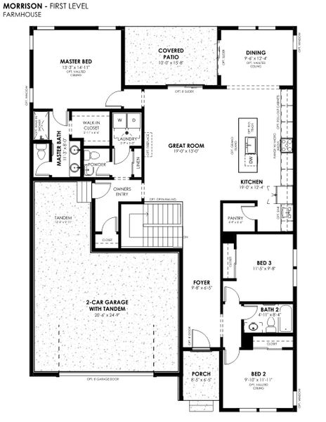 2D floor plan layout for the Morrison by Hartford Homes in Prairie Song Story Collection - Single Family Homes, Windsor, CO (Image 5). 2D floor plan layout for the Morrison by Hartford Homes in Prairie Song Story Collection - Single Family Homes, Windsor, CO (Image 5).