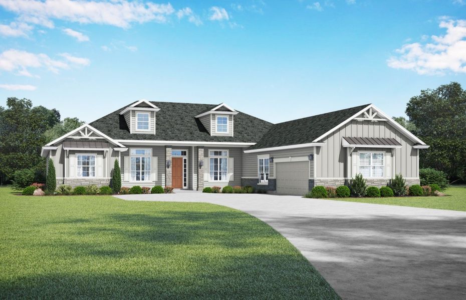 Representative exterior photo of a completed home built from the Deercreek by SEDA New Homes in Edwards Creek Estates, Jacksonville, FL (Image 5). Representative exterior photo of a completed home built from the Deercreek by SEDA New Homes in Edwards Creek Estates, Jacksonville, FL (Image 5).