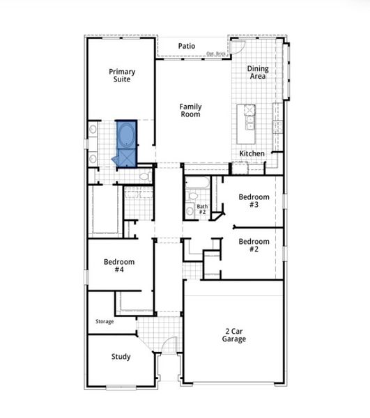 2D floor plan layout for the Denton by Highland Homes in Landmark, Denton, TX (Image 4).