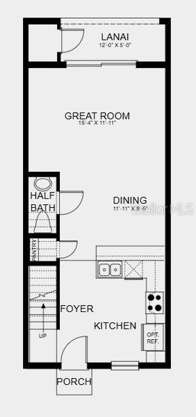 2D floor plan layout of this home in The Townhomes at Skye Ranch, Sarasota, FL (Image 5).