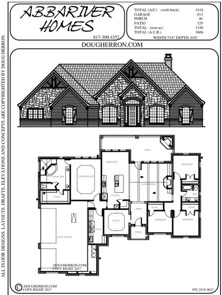 2D floor plan layout for the 092-2418-0617 by Abba River Homes in Stanford Estates, Springtown, TX (Image 3). 2D floor plan layout for the 092-2418-0617 by Abba River Homes in Stanford Estates, Springtown, TX (Image 3).
