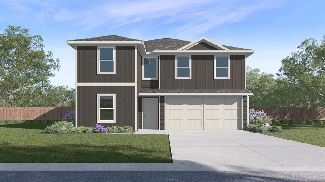 Front exterior of a new home in China Grove, China, TX, highlighting curb appeal (Image 2). Front exterior of a new home in China Grove, China, TX, highlighting curb appeal (Image 2).