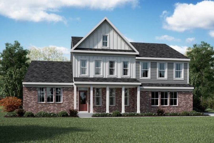 Representative exterior photo of a completed home built from the Leland by Fischer Homes in Watson at Flowers Plantation, Clayton, NC (Image 11).