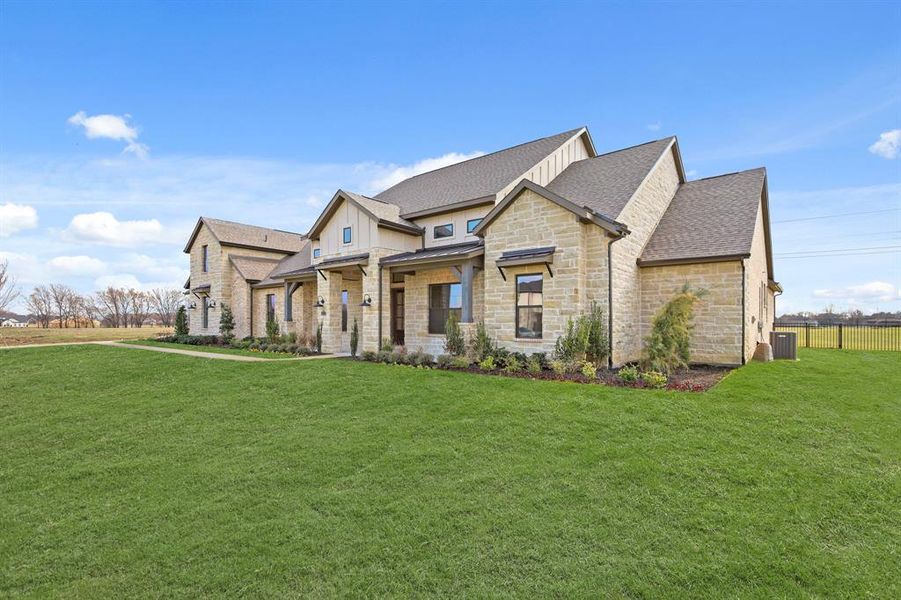 Front exterior of a new home in Dean Farms, Lucas, TX, highlighting curb appeal (Image 20).