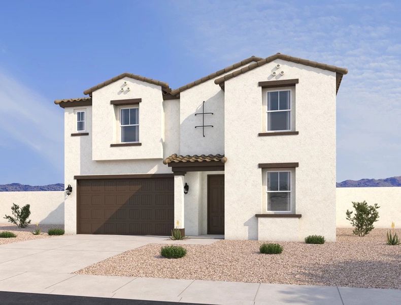 Representative exterior photo of a completed home built from the Daisy by Ashton Woods in Visara, Surprise, AZ (Image 2). Representative exterior photo of a completed home built from the Daisy by Ashton Woods in Visara, Surprise, AZ (Image 2).