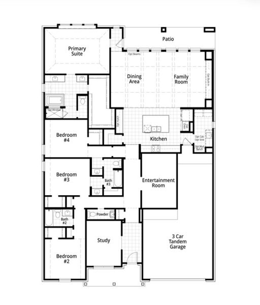 2D floor plan layout for the Birchwood by Highland Homes in Hallie's Cove, Schertz, TX (Image 6).