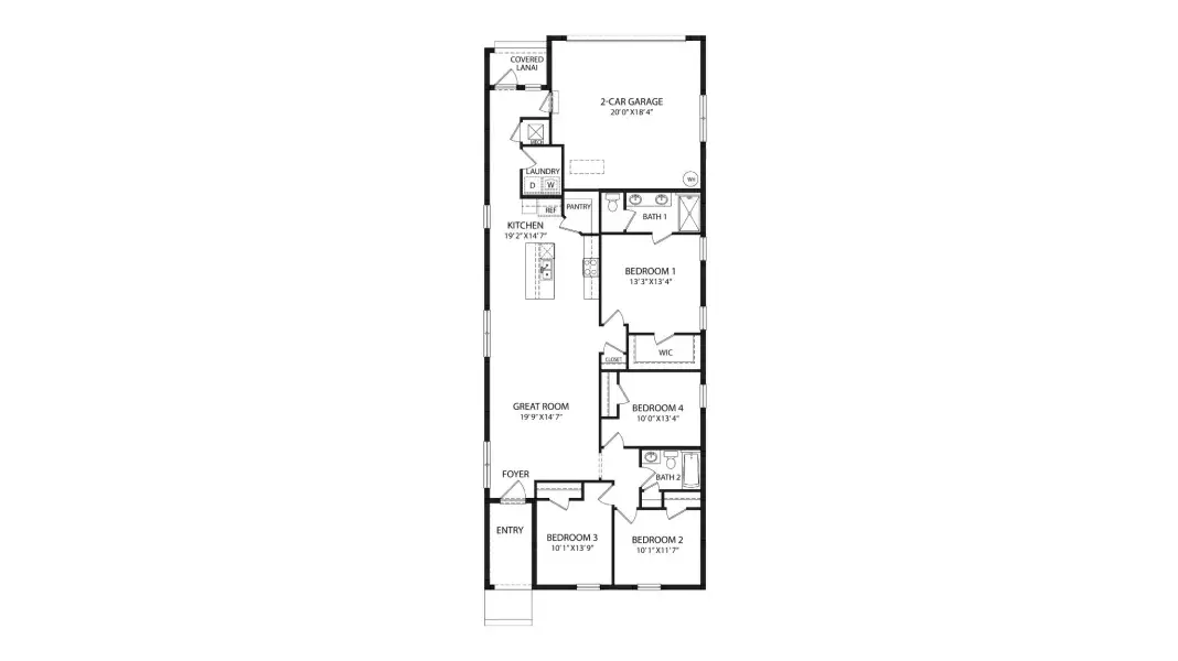 2D floor plan layout for the Harper by D.R. Horton in Pinellas County Spot Lots, Pinellas Park, FL (Image 3). 2D floor plan layout for the Harper by D.R. Horton in Pinellas County Spot Lots, Pinellas Park, FL (Image 3).