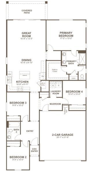 2D floor plan layout for the Peridot by Richmond American Homes in Entrada del Toro, Sahuarita, AZ (Image 3). 2D floor plan layout for the Peridot by Richmond American Homes in Entrada del Toro, Sahuarita, AZ (Image 3).