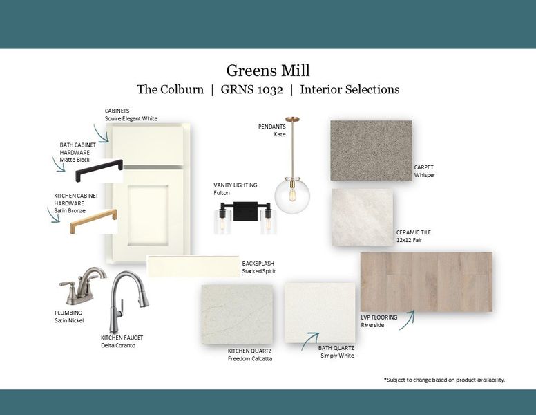Sample of building materials used in homes in The Landing at Greens Mill, Columbia (Image 42).