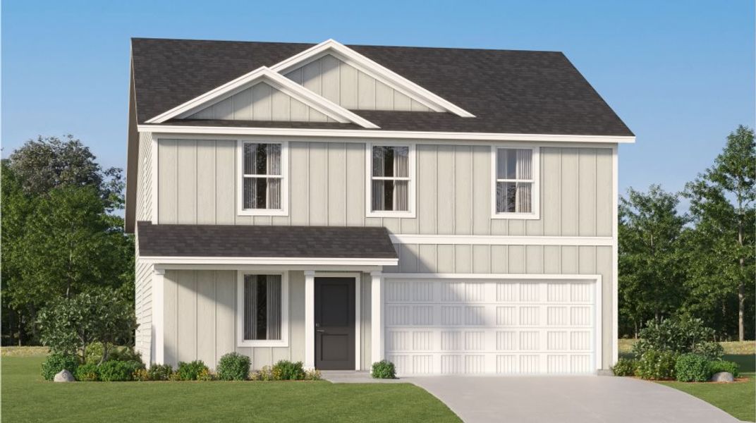 Front exterior of a new home in Horizon's Edge, Milton, FL, highlighting curb appeal (Image 1).